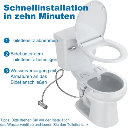 Ultra-Slim Bidet-Aufsatz mit Doppeldüse, Drehbares Bidet