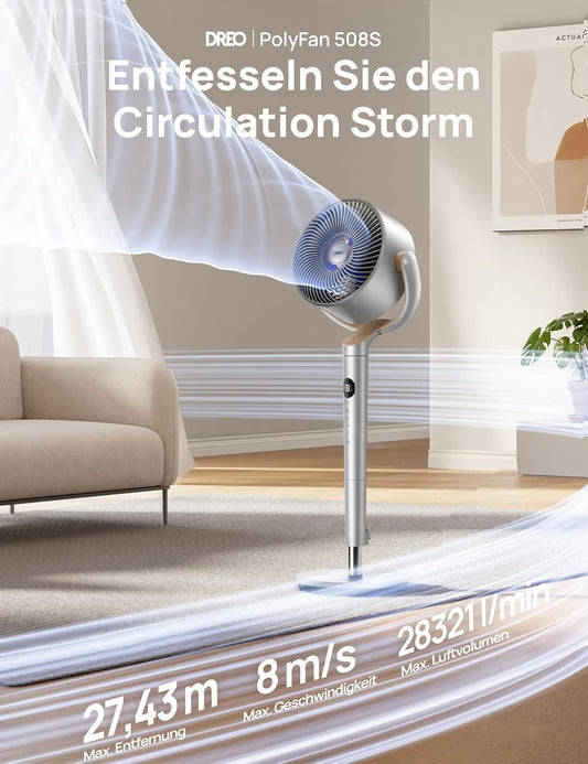 Smart Standventilator mit RGB Light, Silber