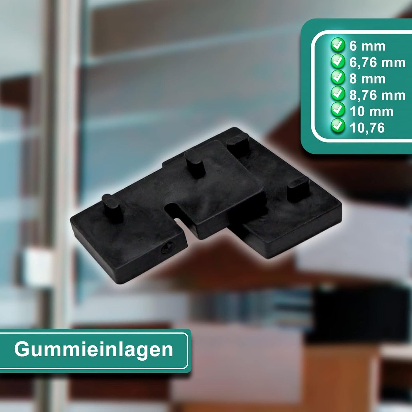 Glashalter Set für Treppengeländer (4 Stück), Anschluss: FLACH | Glasdicke: 6,76mm