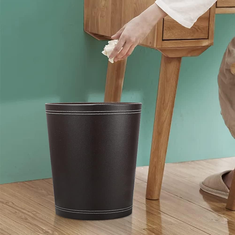 Klassischer Leder-Papierkorb, Braun