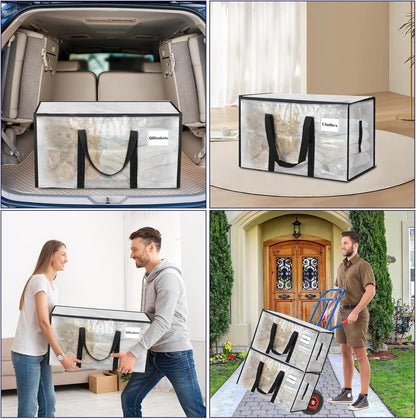 10-teiliges Umzugstaschen-Set mit Reissverschluss, 100L, 10-Pack (100 L) Transparent