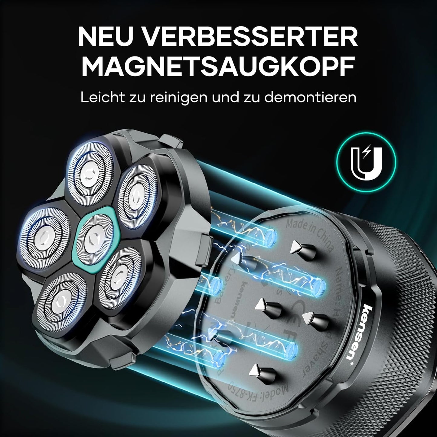 Ersatzrasierkopf für Glatzen-Rasierer 6D, Schwarz