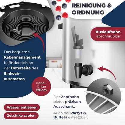 Einkochautomat mit Timer und Abschaltautomatik, 27 Liter Edelstahl