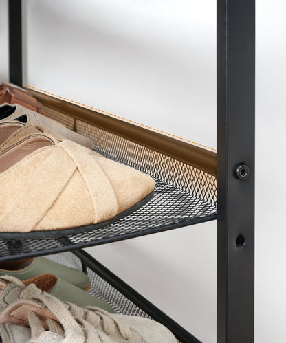 5-stöckiges Schuhregal mit verstellbaren Gitterablagen, Dunkelbraun + Schwarz 75 x 30 x 81 cm
