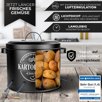 Aufbewahrungsbox, Kartoffel, Zwiebel & Knoblauch Set Schwarz