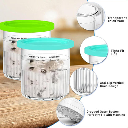 4-teiliges Creami Eisbehälter Set mit Deckel für Ninja Creami Deluxe