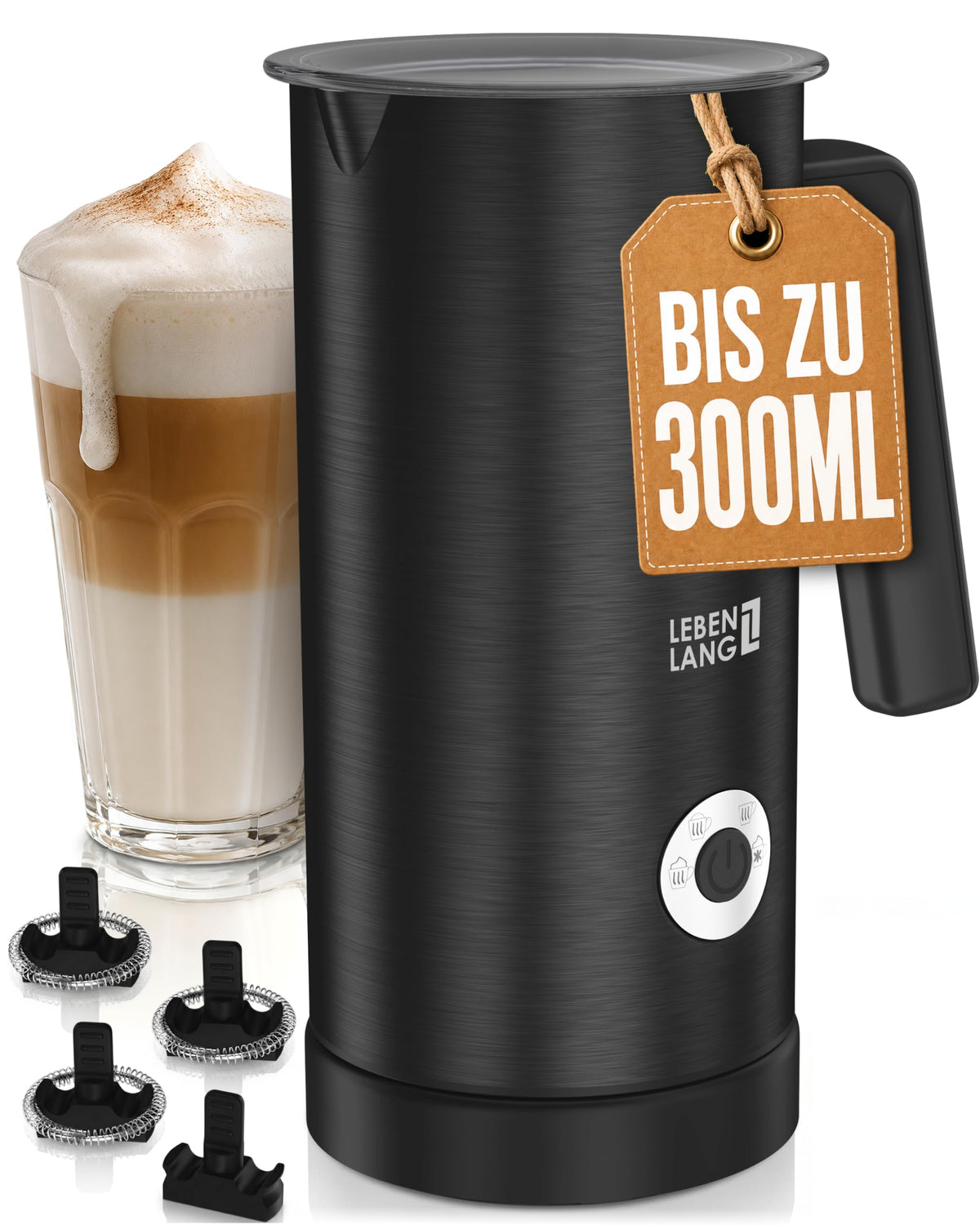 Elektrischer Milchaufschäumer 4-in-1, 300ml, 500W