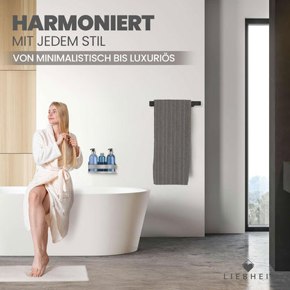 Handtuchhalter ohne Bohren, Aluminium Schwarz 40 Cm
