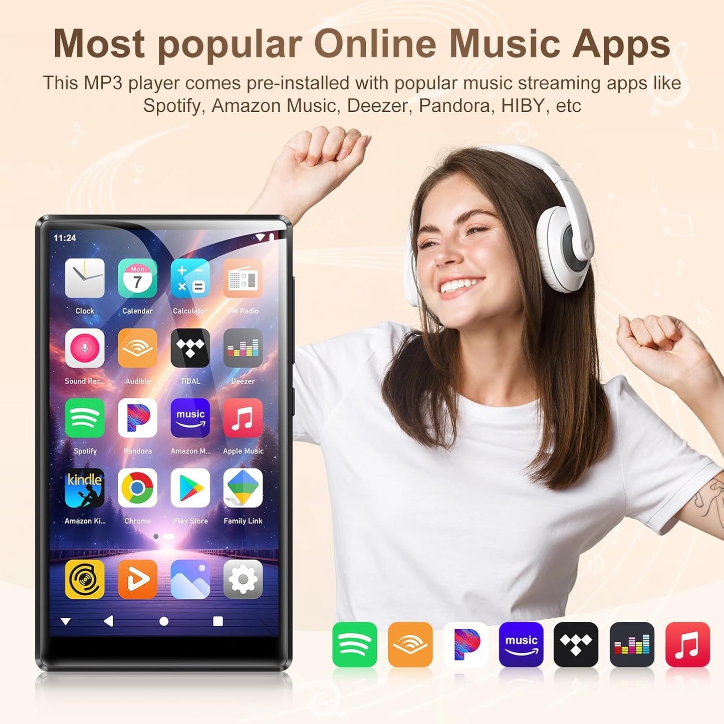 MP3-Player mit Touchscreen & Bluetooth 5.0, Schwarz
