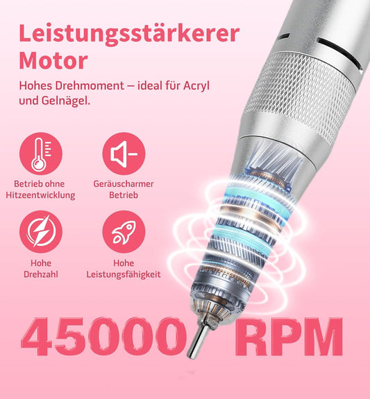 Elektrische Nagelfräse mit LED Display, 45000U/Min