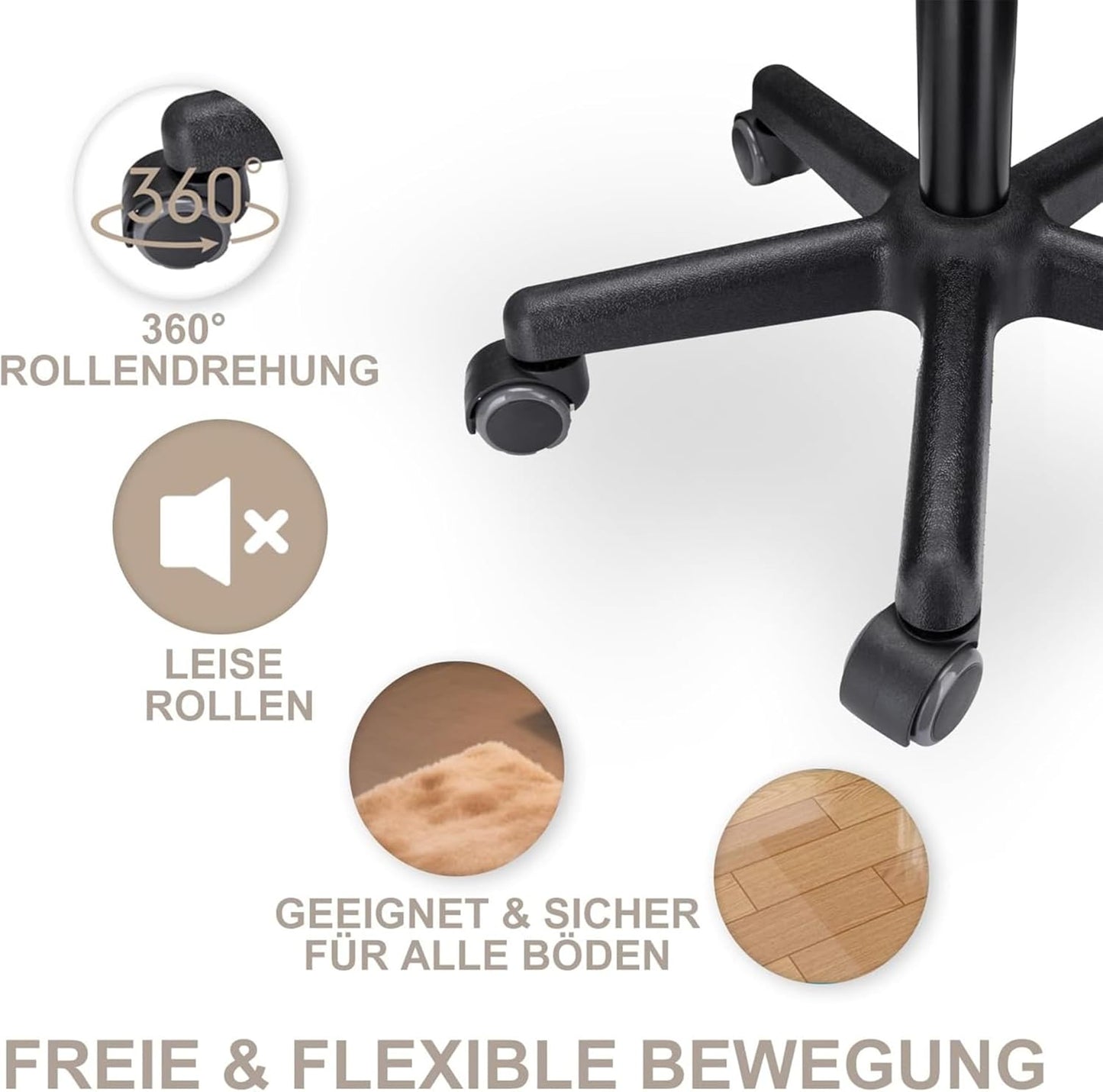 Rollhocker höhenverstellbar, 360° drehbar, ergonomisch, Grün