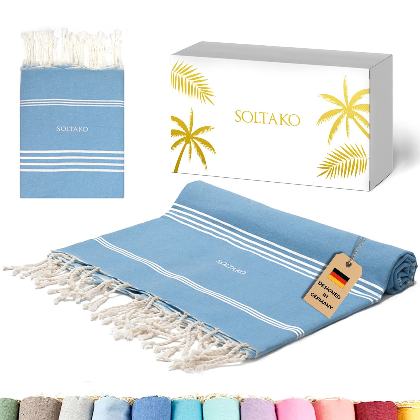 Fouta Bali Premium Strandtuch, Denim-blau 200/200cm
