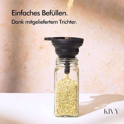 24er-Set Gewürzgläser mit Streueinsatz, Schwarze Gewürzgläser