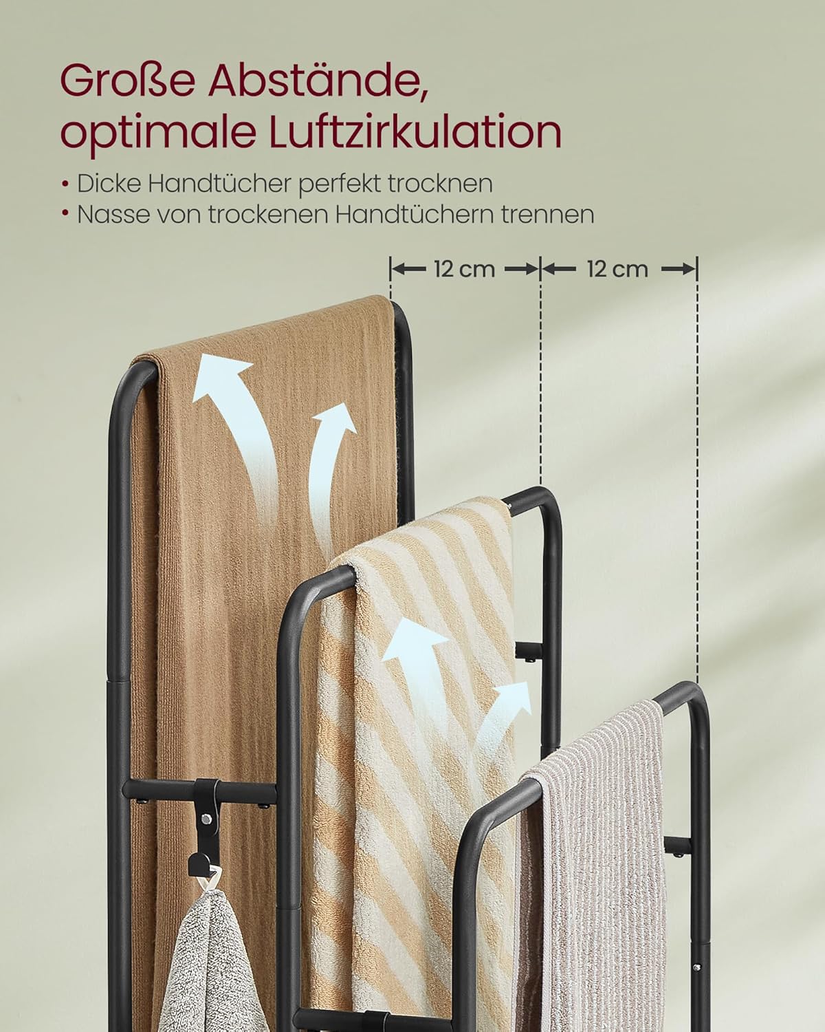 Handtuchhalter mit Ablage, Tintenschwarz + Ebenholzschwarz