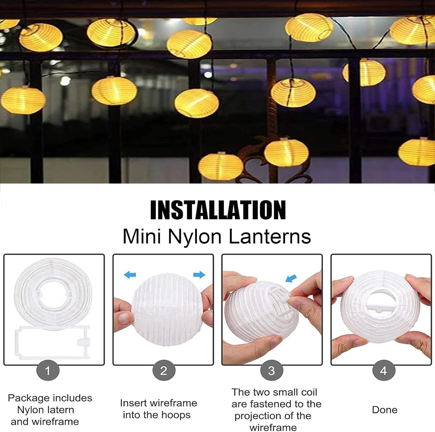 Solar-Lichterkette Lampions, 50 LED