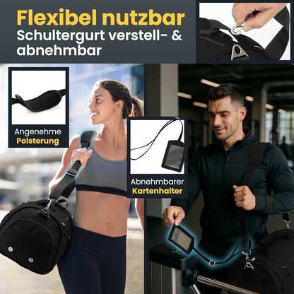 Sport- und Reisetasche mit Schuh- und Nassfach, Schwarz 58 x 31 x 31 cm (Large 50L)