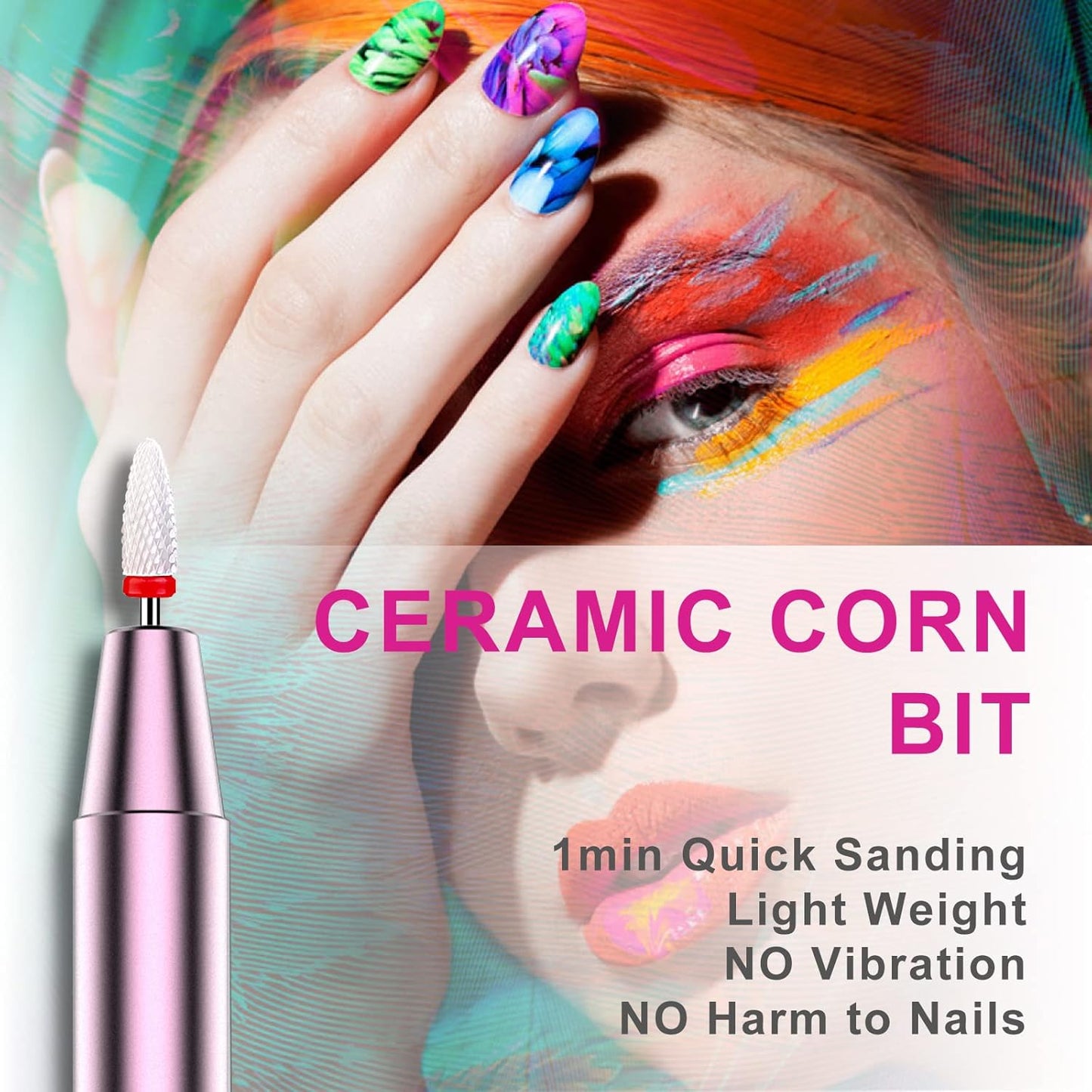 Elektrischer Nagelfräser mit Zubehör, Rosa