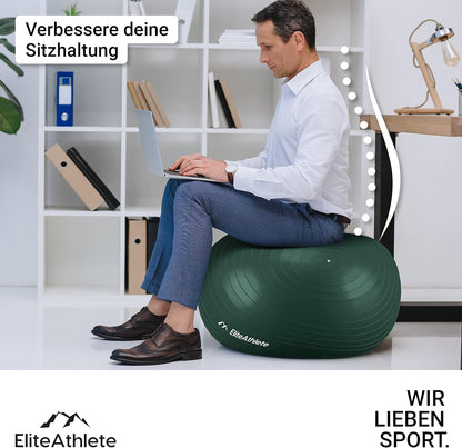 Ergonomischer Gymnastikball für Fitness und Schwangerschaft, Deep Forest 85cm