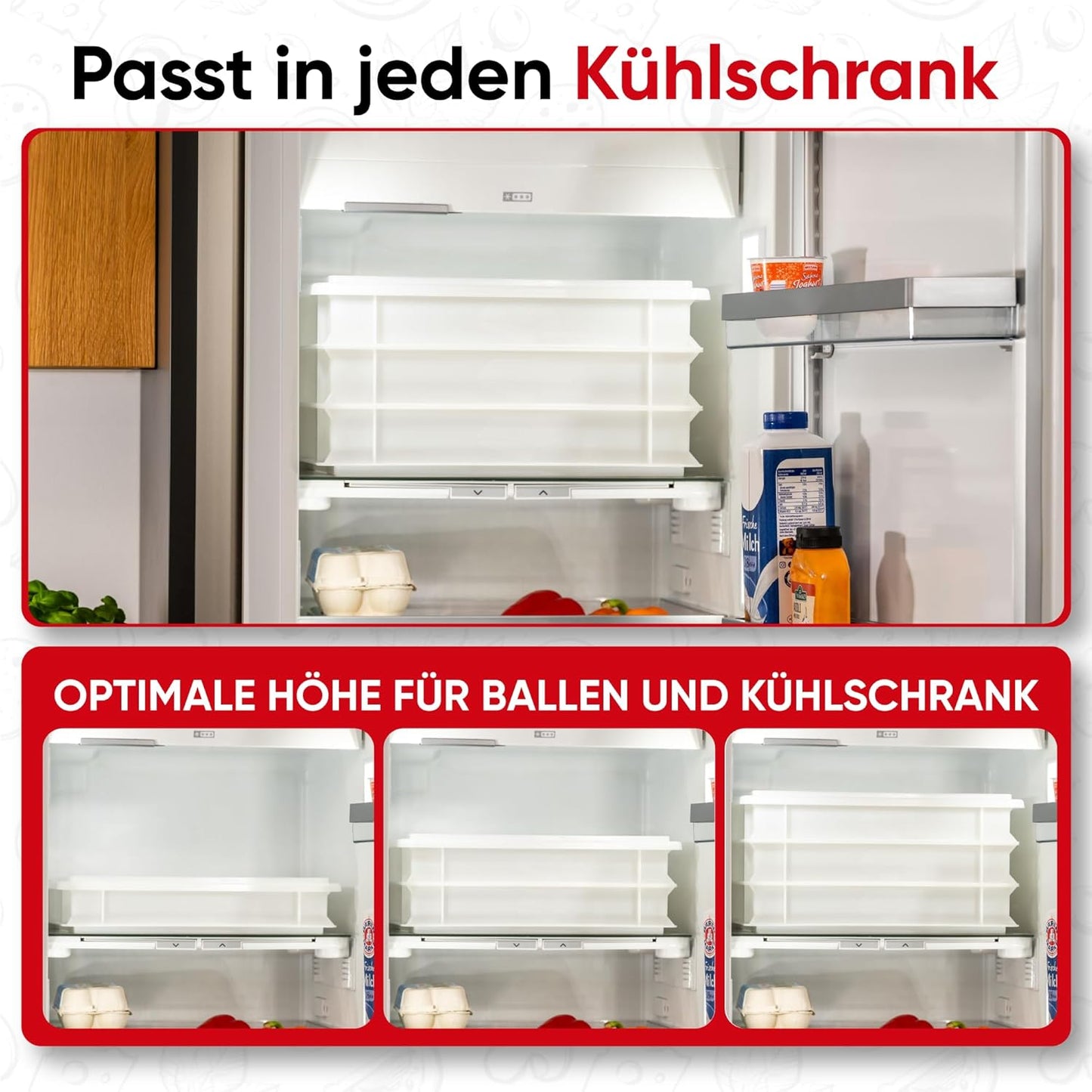 Pizzaballenbox für Pizzateig (2 Boxen + 1 Deckel), 2 x Gusto mit 1 Deckel