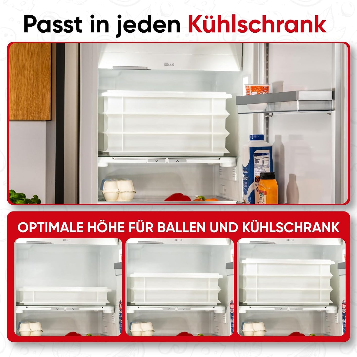 3-teiliges Pizzaballenbox-Set Gusto, 3x Gusto Box + 1x Deckel