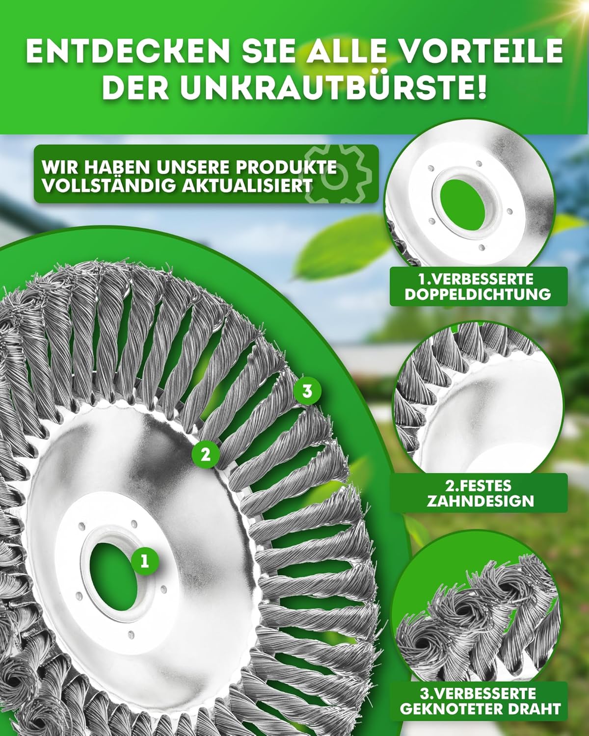 Unkrautbürste für Freischneider, 38 Stränge