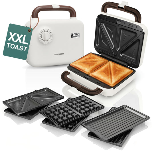 Sandwichmaker 3-in-1 mit Grill- und Waffeleinsätzen, Weiss - 750w