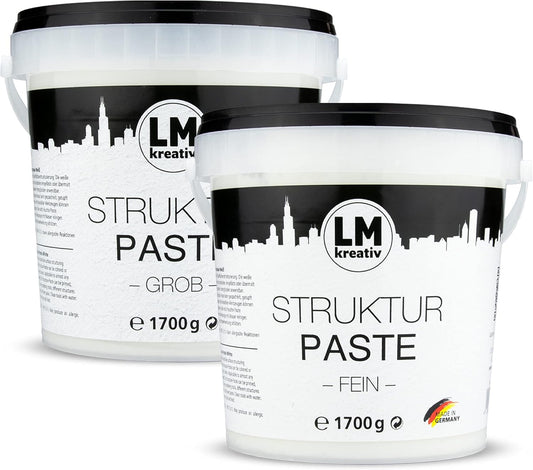 Strukturpaste für Acrylmalerei, Weiß fein & grob je 1,7 kg Eimer