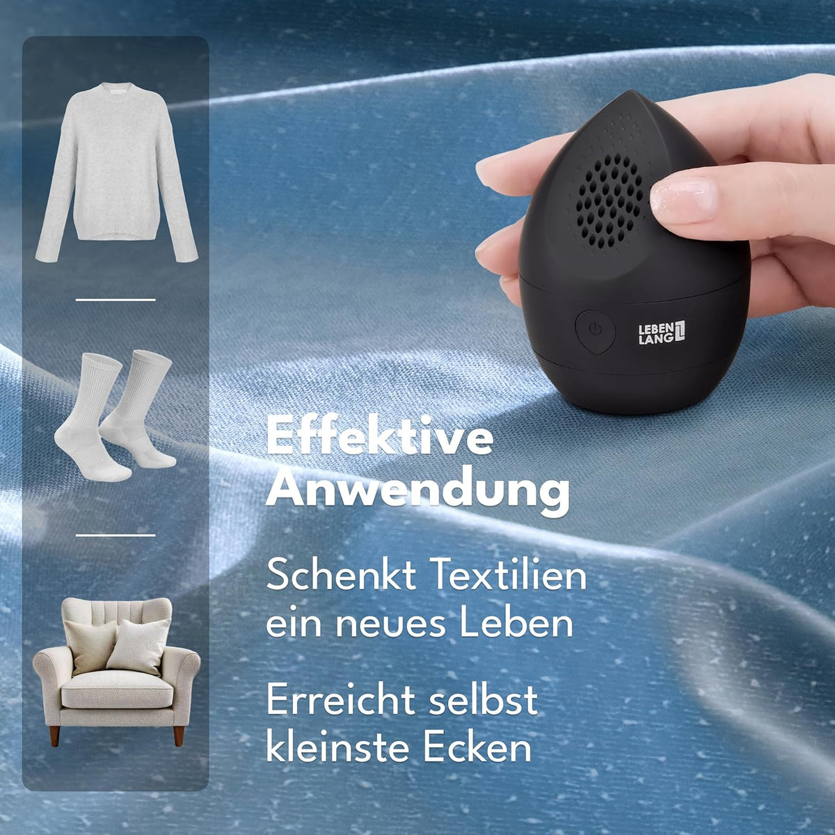 Mini Fusselentferner mit Ersatzklingen & Reinigungspinsel, Schwarz - 400mah
