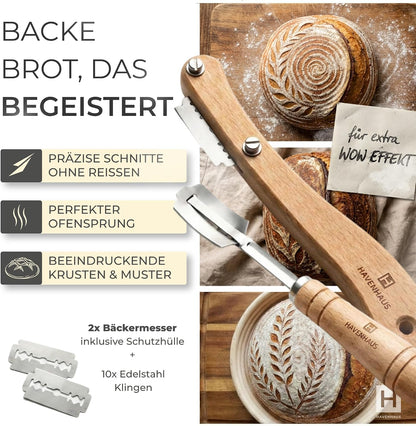 11-teiliges Sauerteig Starter Set mit Gärkörbchen, Sauerteig Set Xxl, 11-teilig
