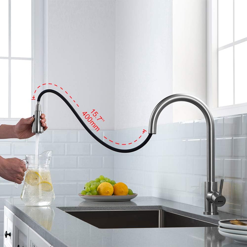 Ausziehbarer Wasserhahn mit 3 Sprühmodi, Grau