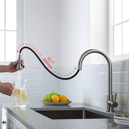 Ausziehbarer Wasserhahn mit 3 Sprühmodi, Grau