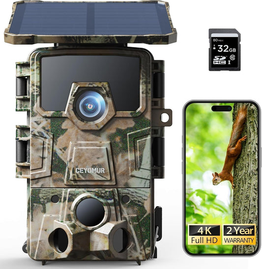 CY75 Solar Wildkamera 4K mit Bewegungsmelder und Nachtsicht, Tarnung