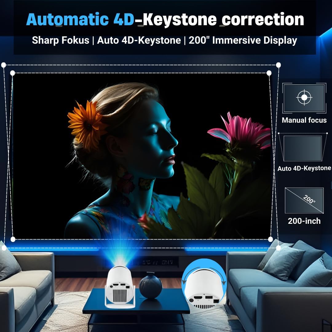 4K Mini Projektor mit Android 11 & Bluetooth 5.2