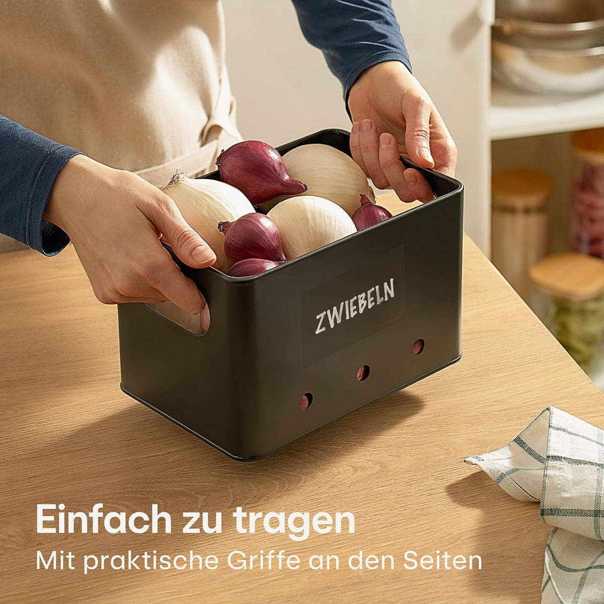 Kartoffel-, Knoblauch- und Zwiebel-Aufbewahrungsboxen-Set, 3-teilig