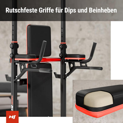 Power Tower mit Hantelbank & Dip-Station