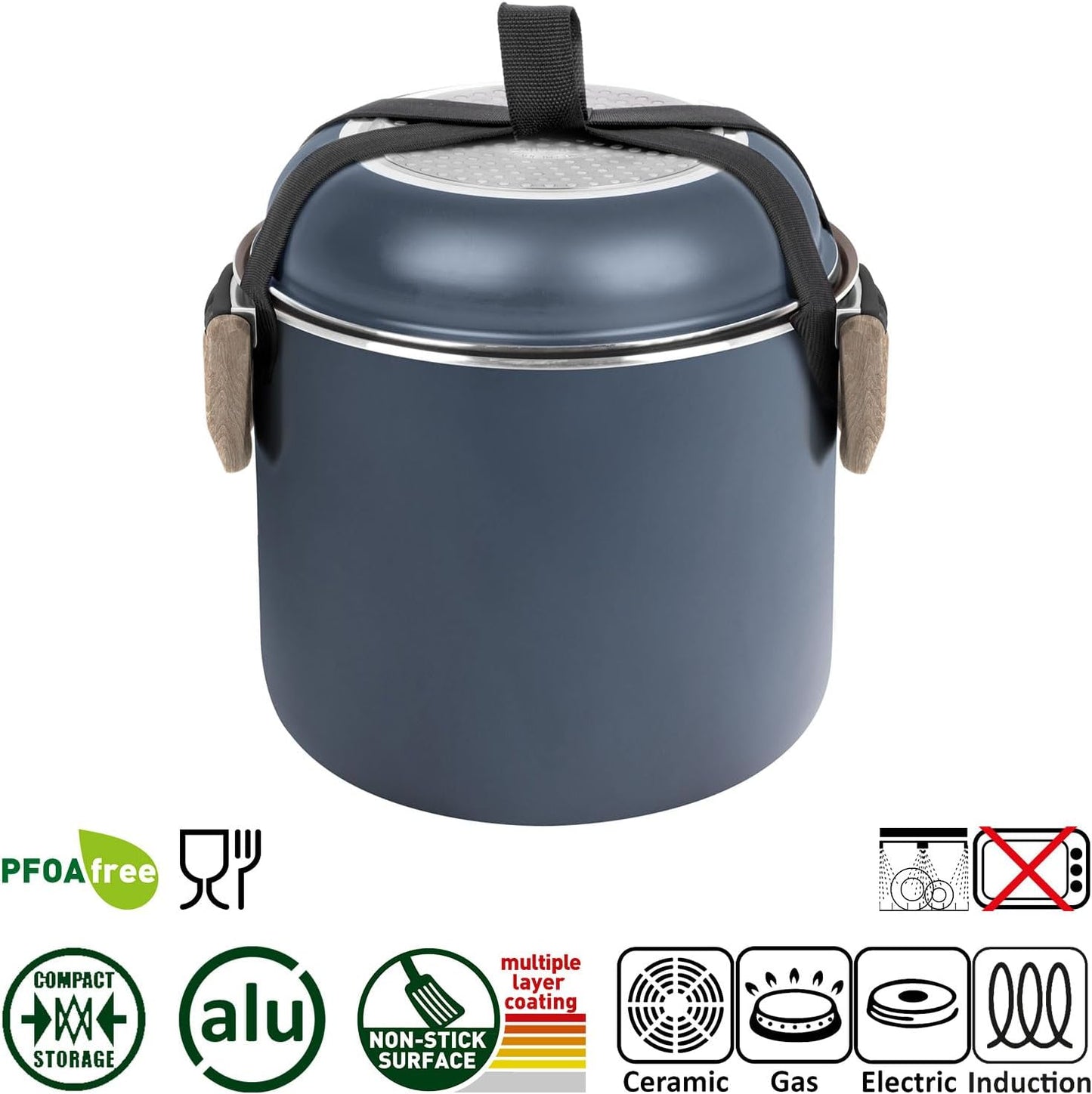 Camping-Kochgeschirr-Set, Alu-Topfset Ø 18-cm 5+1-teilig