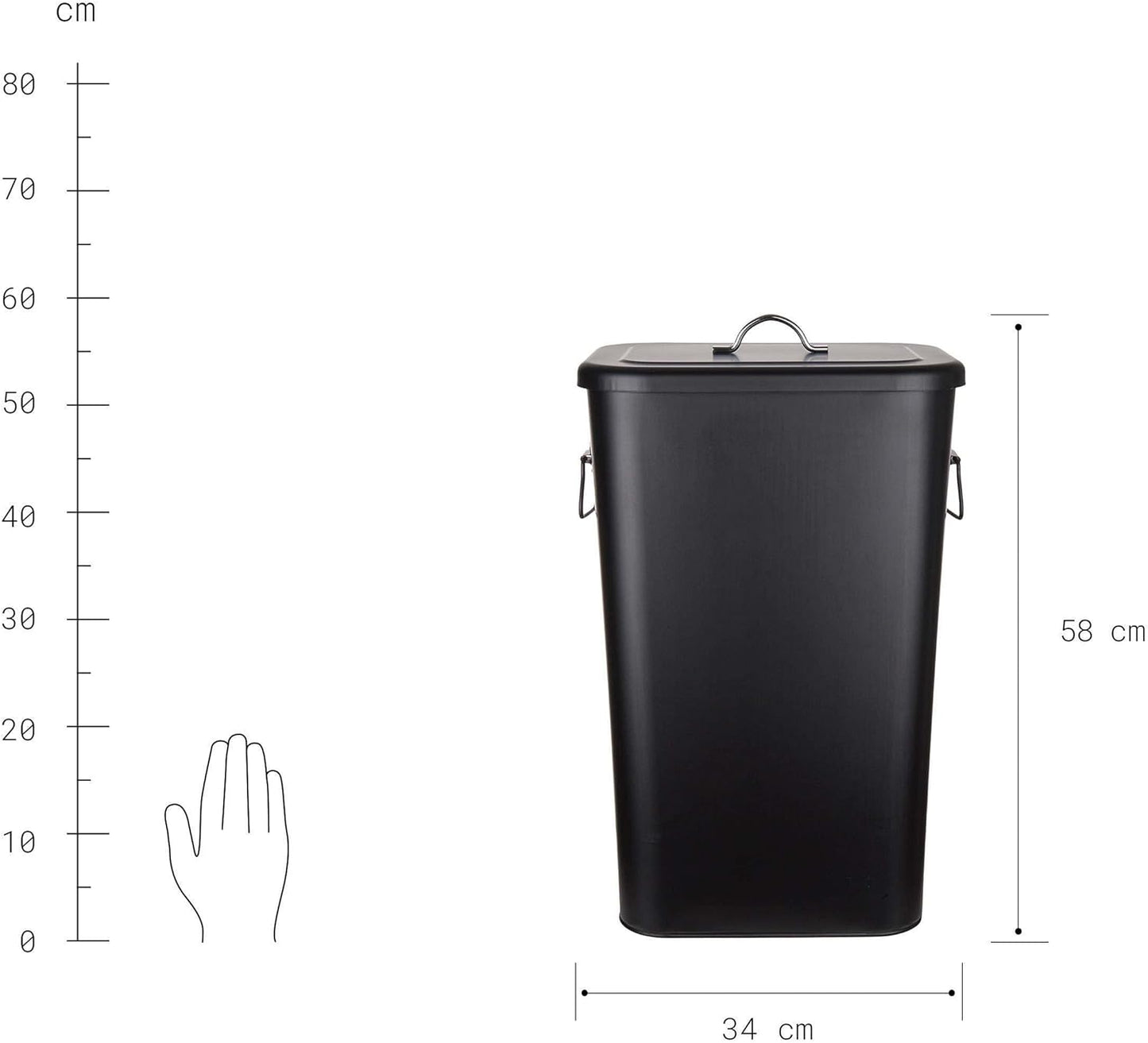 Universaltonne Binster mit Deckel und Griffen, Schwarz