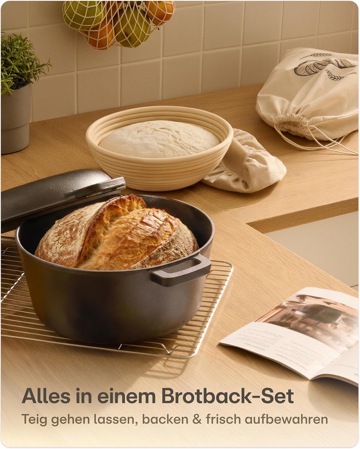 Brottopf-Set mit Zubehör, Rund 4,7 L