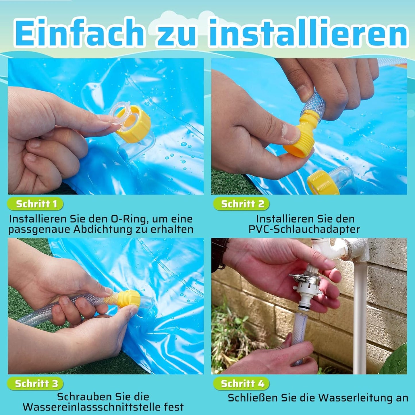 Splash Pad - Sprinkler-Wassermatte für Kinder & Haustiere, Blau