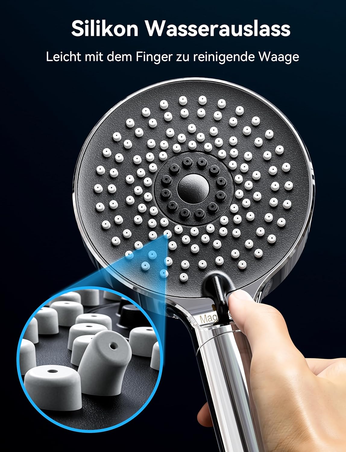 Duschkopf mit Filter, 20-Lagen-Filtration, Schwarz Duschkopf