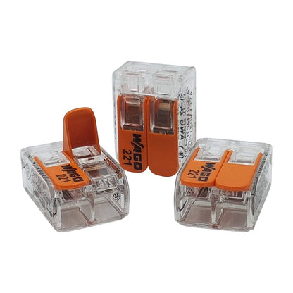 50 Stück Verbindungsklemmen 221-412, 2-adrig mit Hebel, 1 2 Fach 0,2 - 4 Mm²