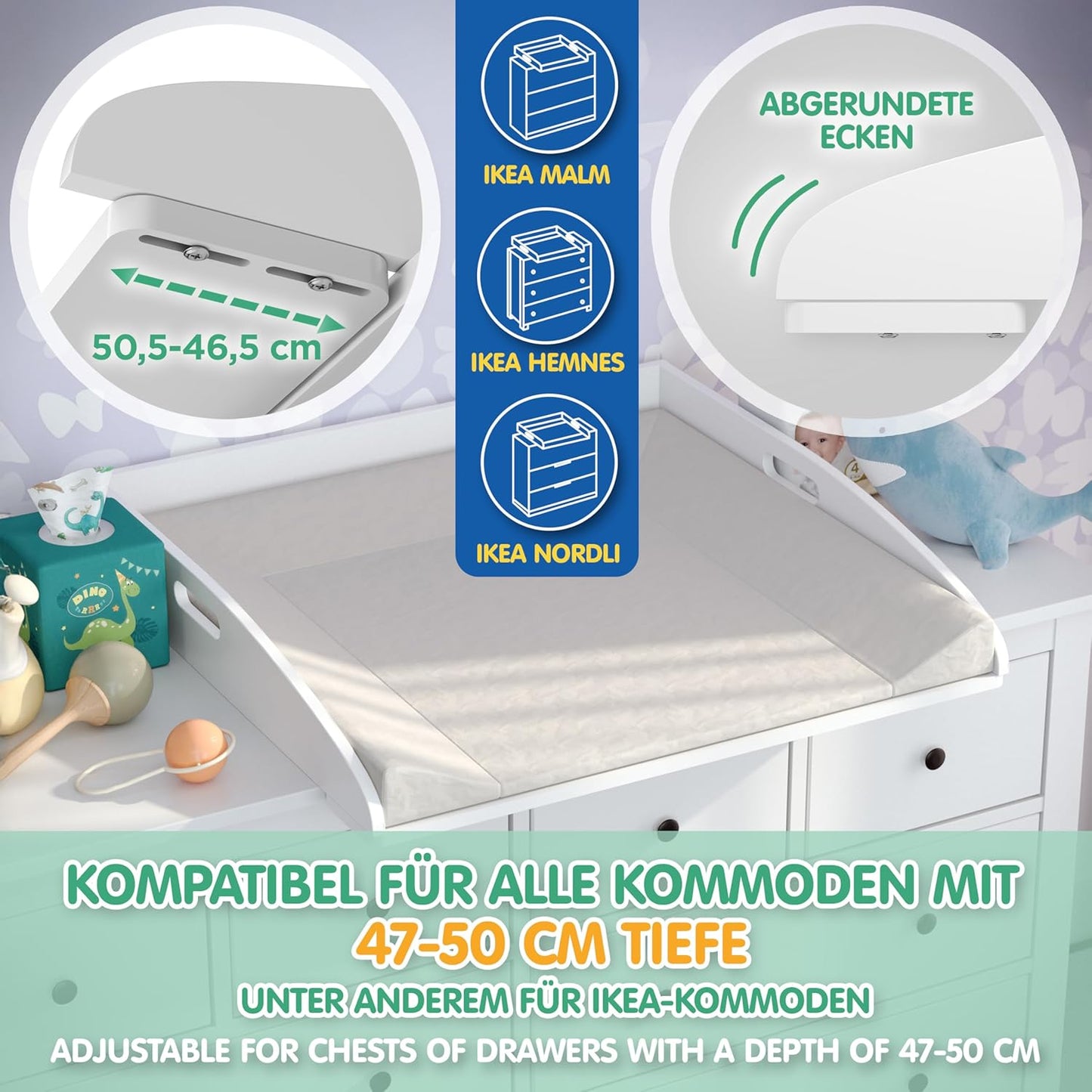 Universal Wickelaufsatz für IKEA Kommoden 77×76×12 cm