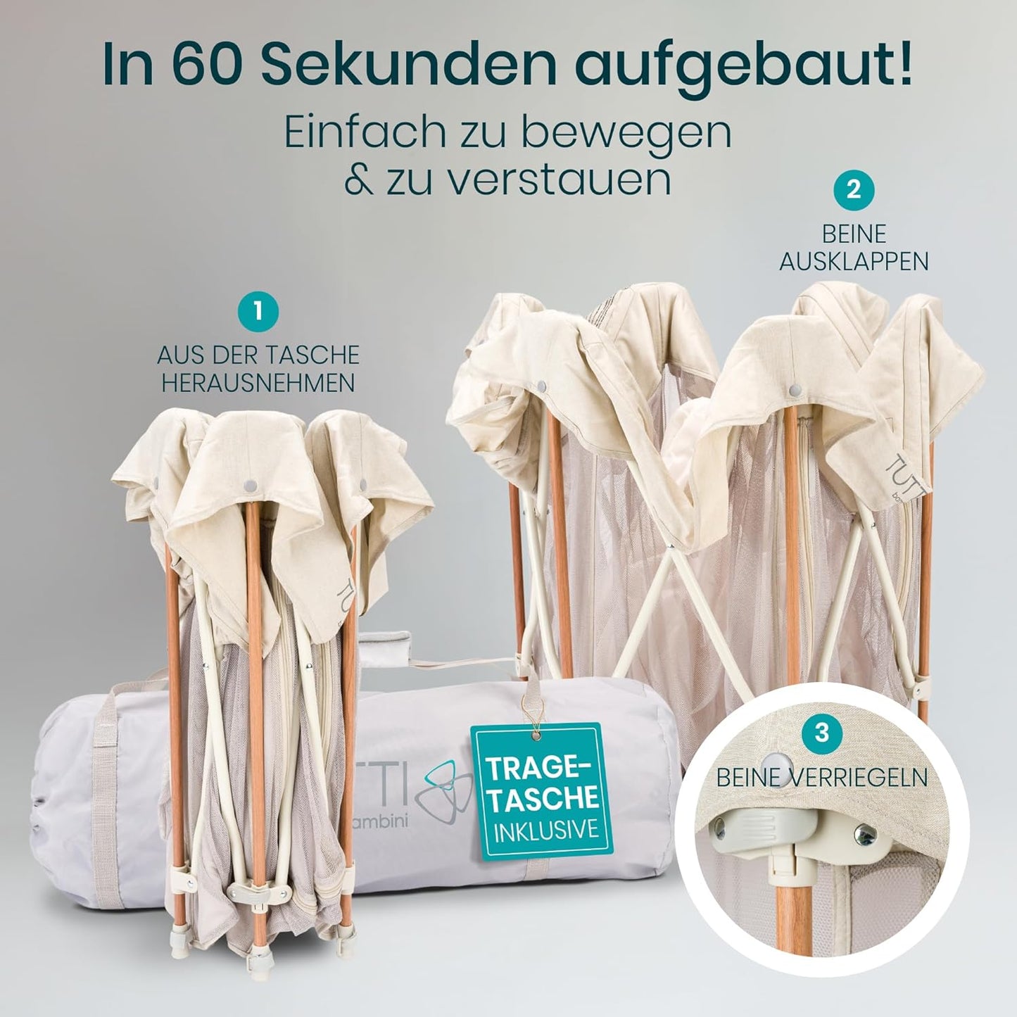 Faltbarer Baby-Laufstall, Ecru
