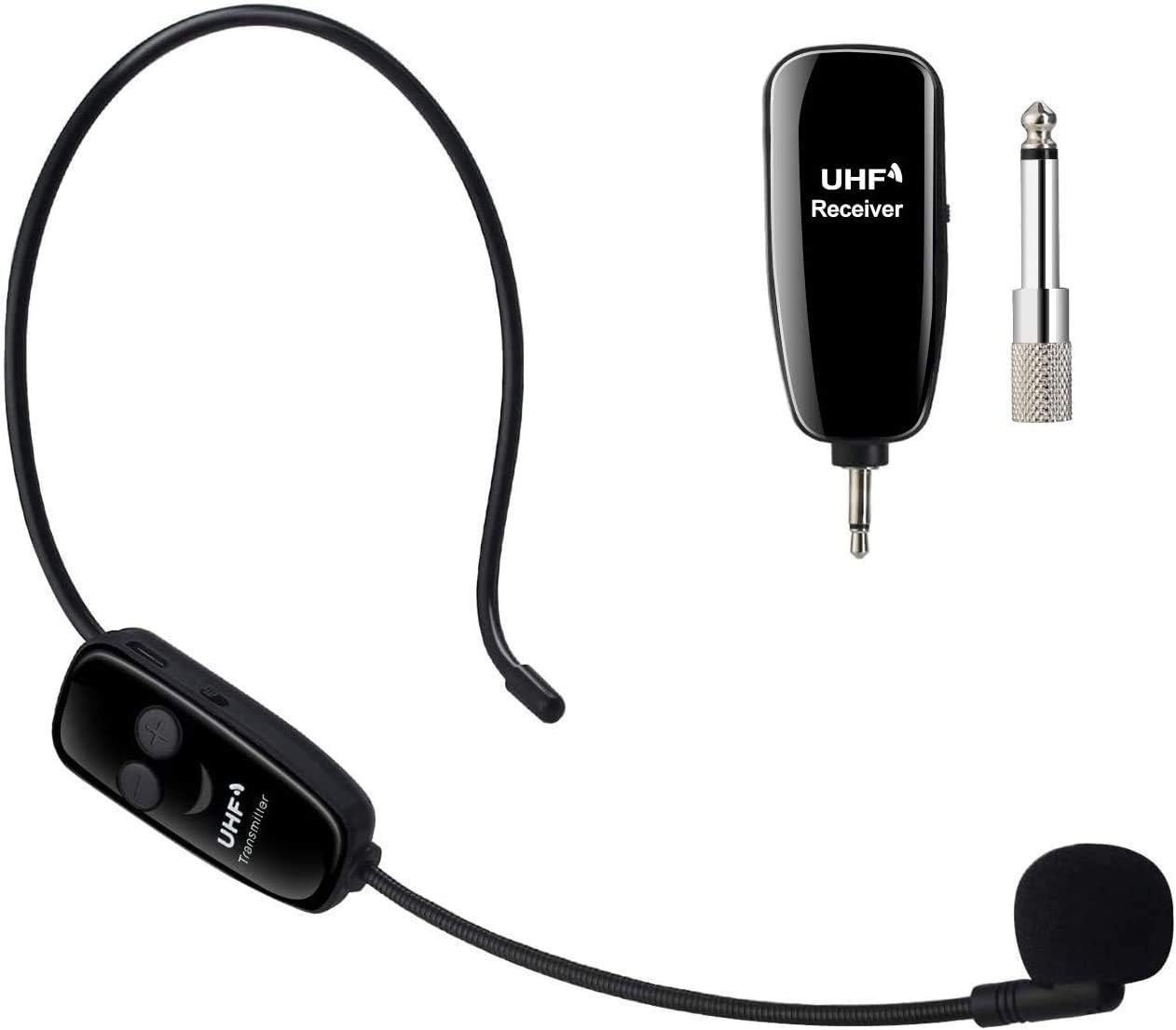 Kabelloses UHF Mikrofon mit Headset und Empfänger
