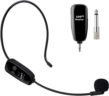 Kabelloses UHF Mikrofon mit Headset und Empfänger