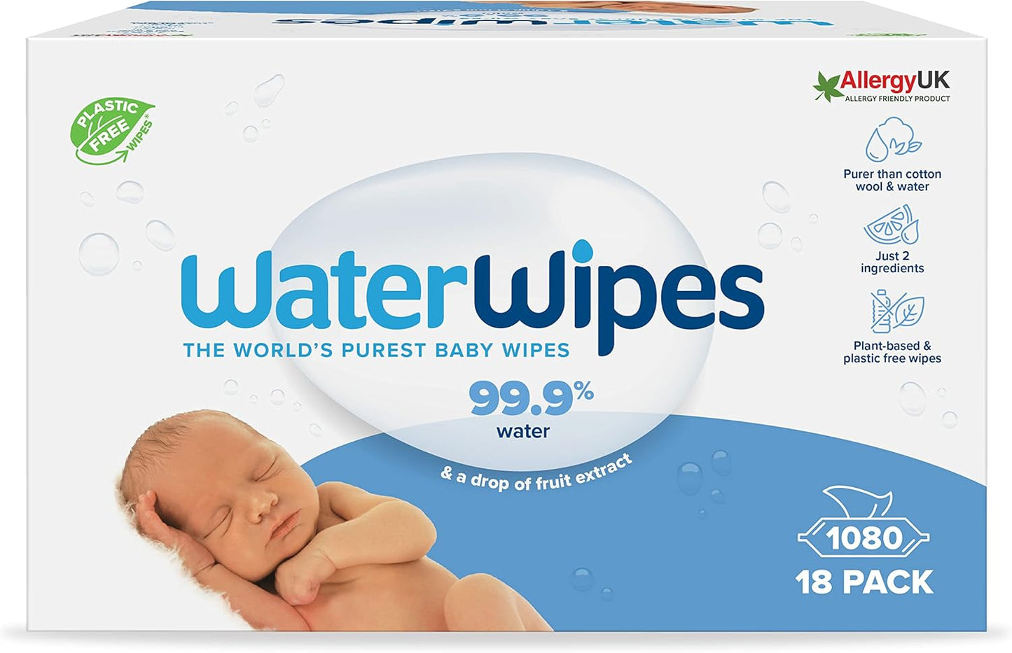 Plastikfreie Reinigungstücher für Babys (1080 Stück), 1080 Stück (18er Pack)