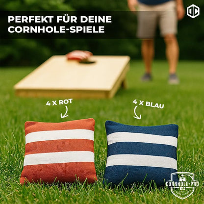 Cornhole Säckchen, Cornhole Tasche - Blaue und Rote gestreift