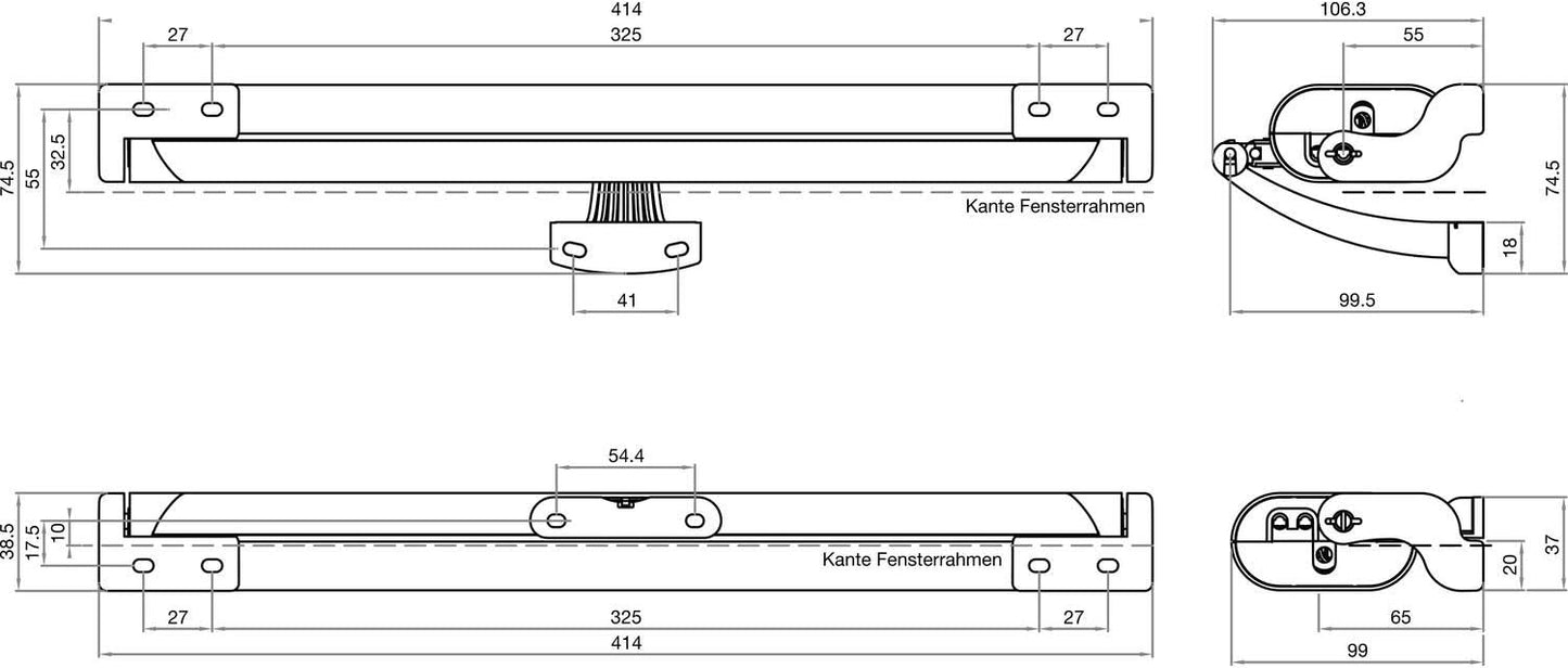 Elektromechanischer Stellantrieb für Fenster, Colo.Gris -