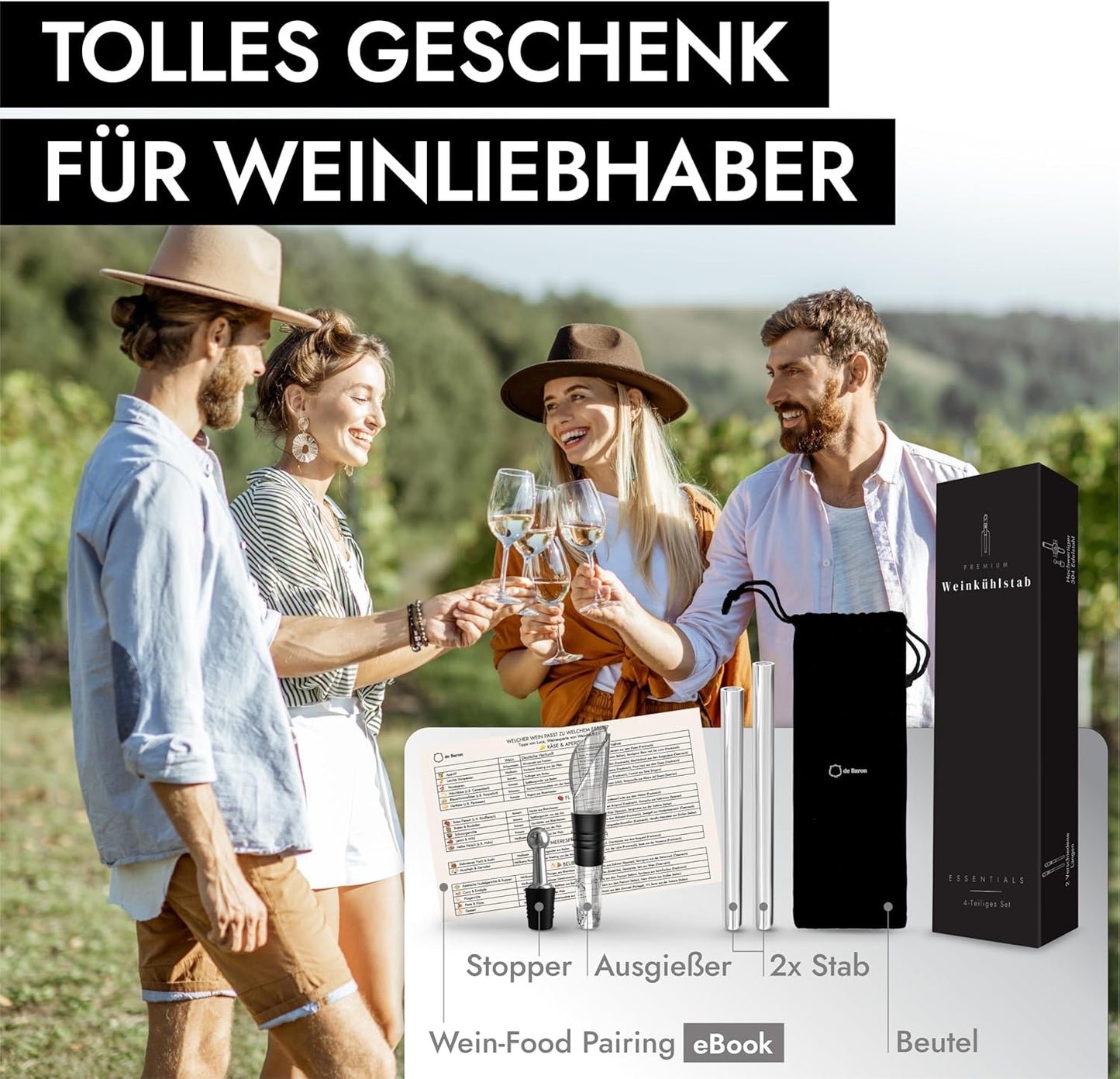 Premium Weinkühlstab mit Ausgiesser, SPT Technologie