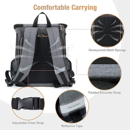 Erweiterbarer Haustier-Rucksack für Katzen & Hunde, Grau (XL) L 36 x B 31 x H 42 cm